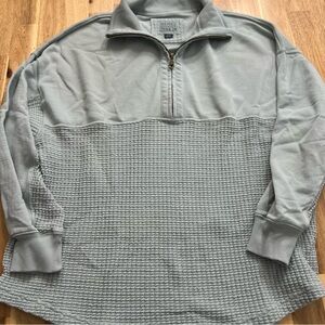 Lived-In Waffle Knit Quarter Zip Pullover – XS/S